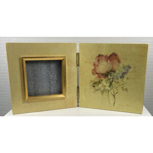 Signed Cheri Blum Floral Hinged Picture Frame Pastel Colors Beautiful